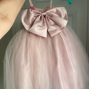 Elegant Blush Flower Girl Dress, Toddler Tulle & Bow Dress.